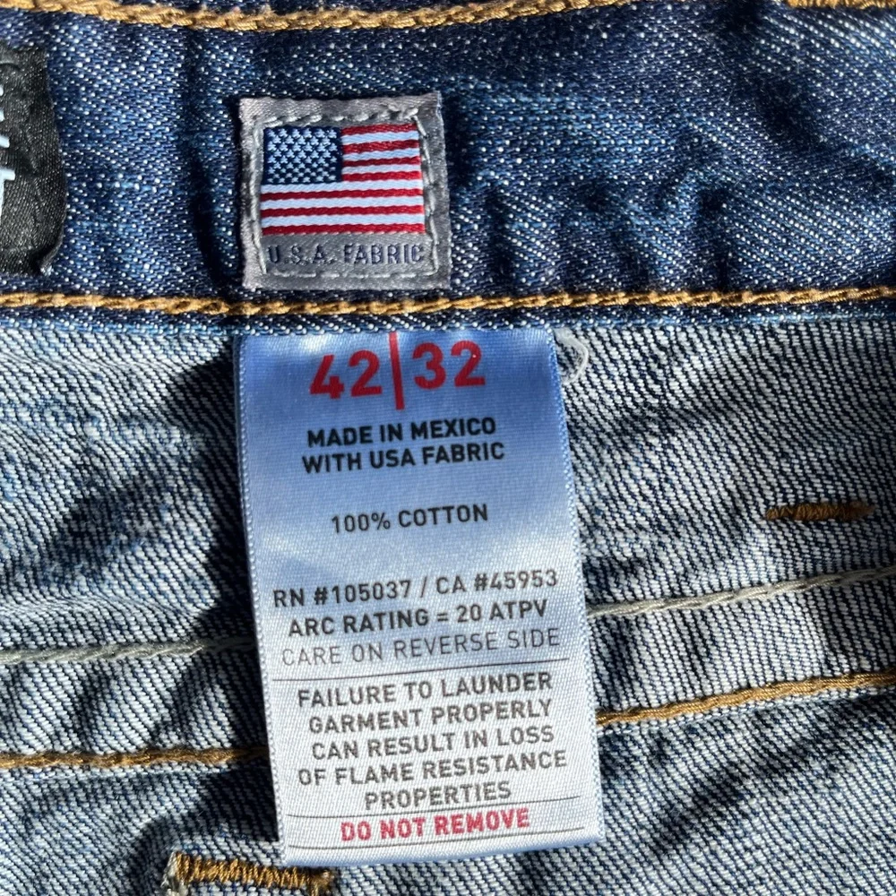 Ariat FR M3 Loose Straight Leg Jeans Men’s 42x32 Blue Frame Resistant Work - Picture 8 of 16